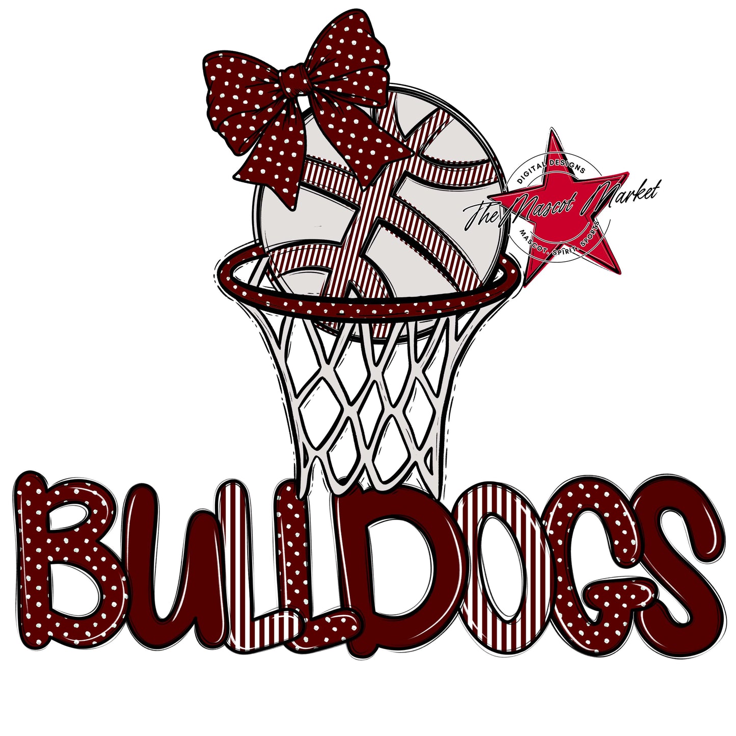 Bulldogs Basketball Spirit Design-Maroon