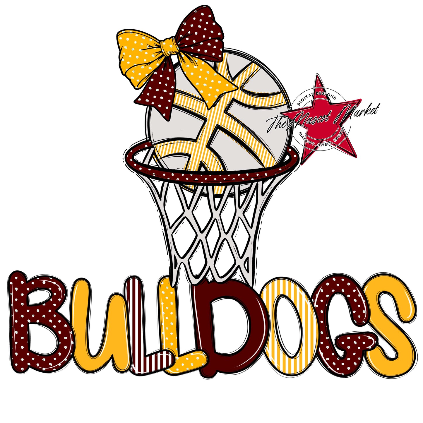 Bulldogs Basketball Spirit Design-Maroon & Yellow