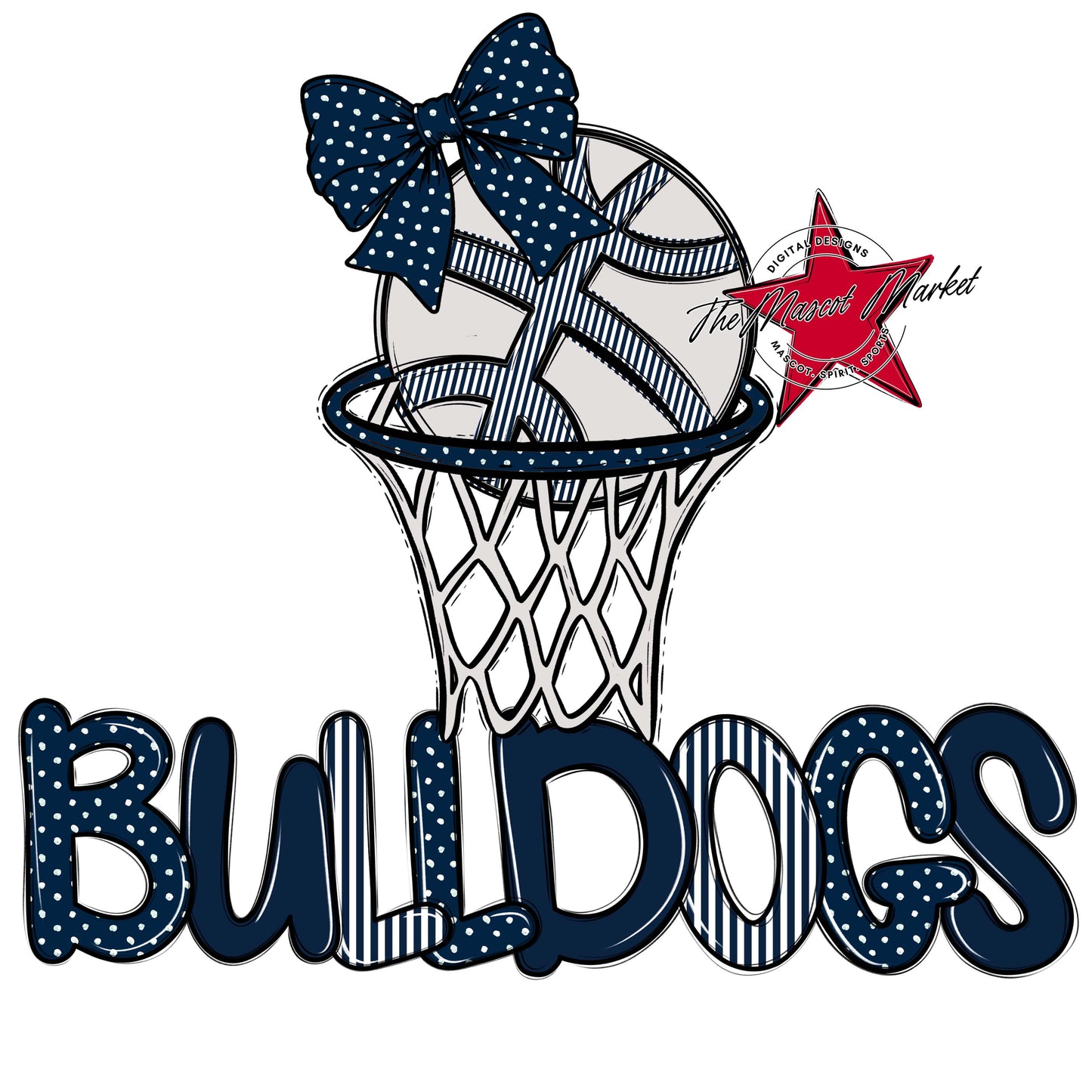 Bulldogs Basketball Spirit Design-Navy