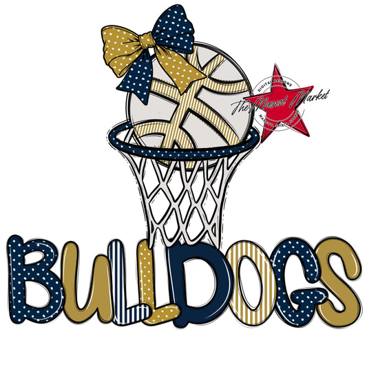 Bulldogs Basketball Spirit Design-Navy & Gold