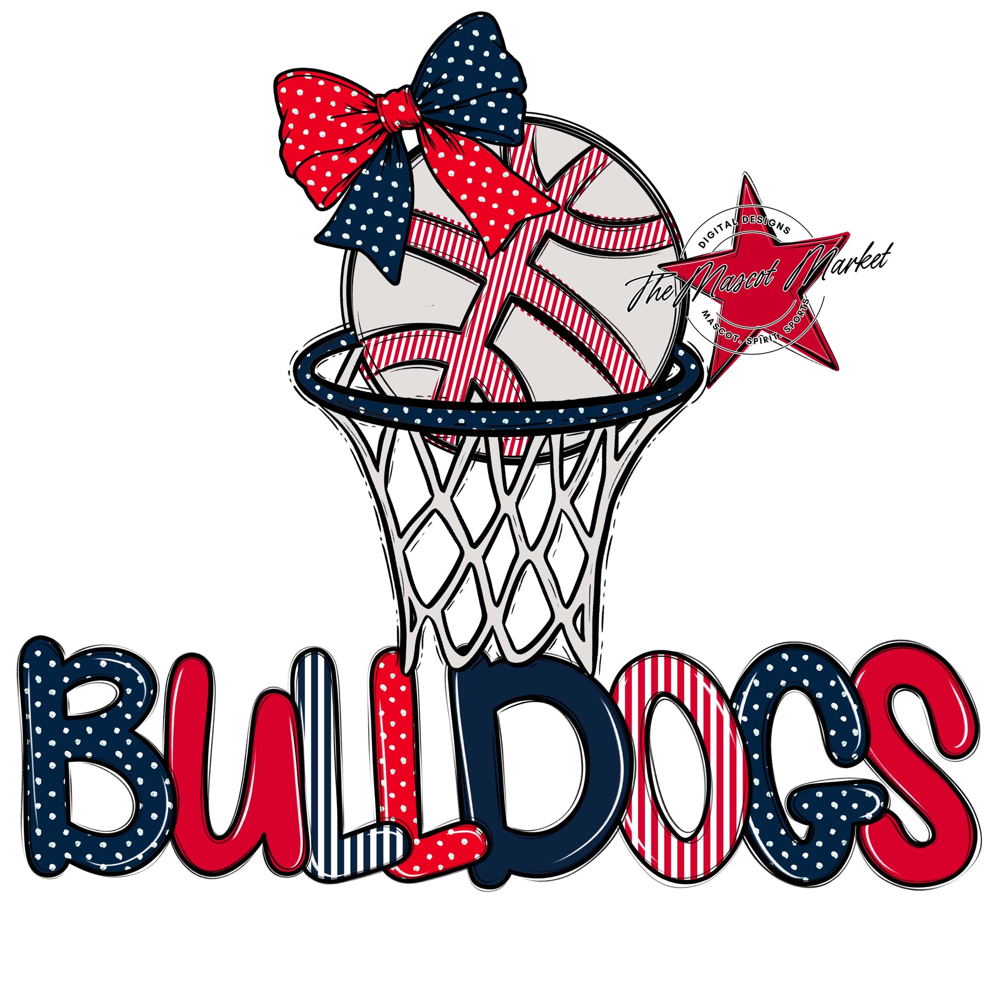 Bulldogs Basketball Spirit Design-Navy & Red