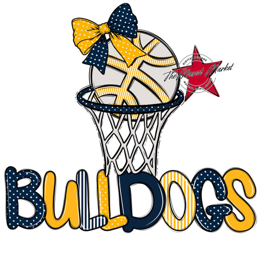 Bulldogs Basketball Spirit Design-Navy & Yellow