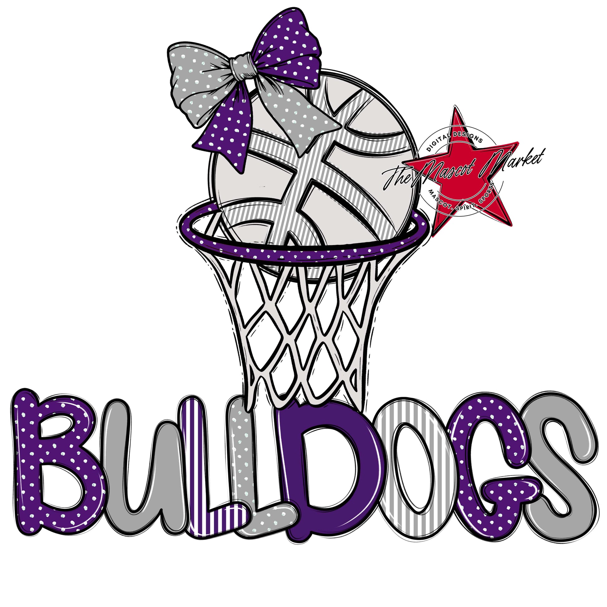 Bulldogs Basketball Spirit Design-Purple & Grey