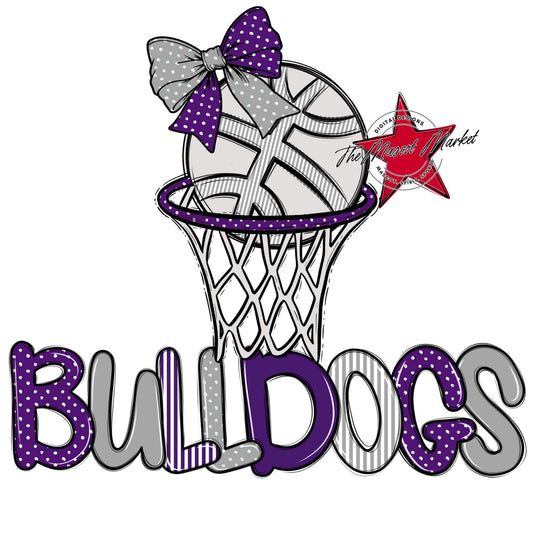 Bulldogs Basketball Spirit Design-Purple & Grey