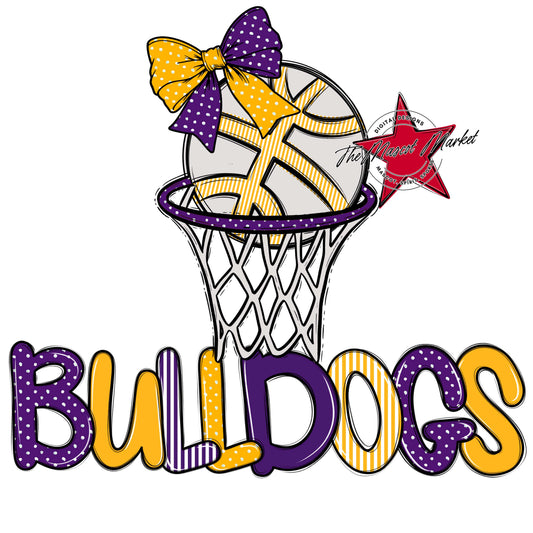 Bulldogs Basketball Spirit Design-Purple & Yellow