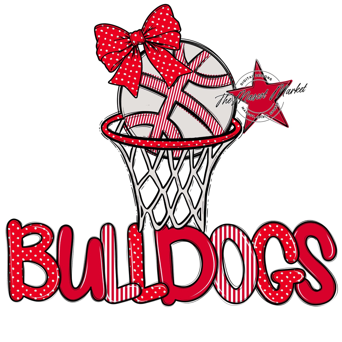 Bulldogs Basketball Spirit Design-Red