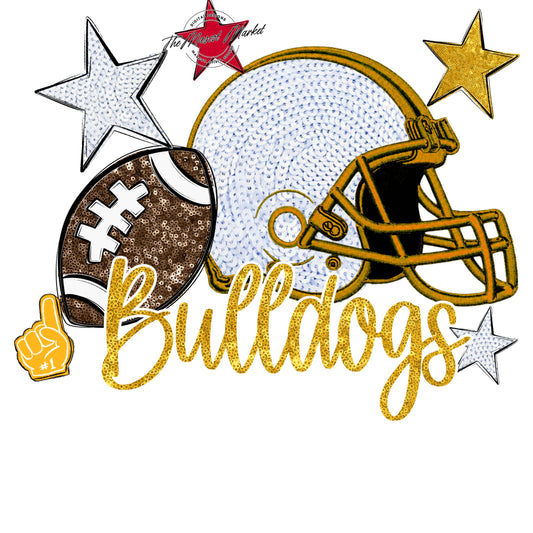 Bulldogs Football Embroidered Sequins Design-Yellow