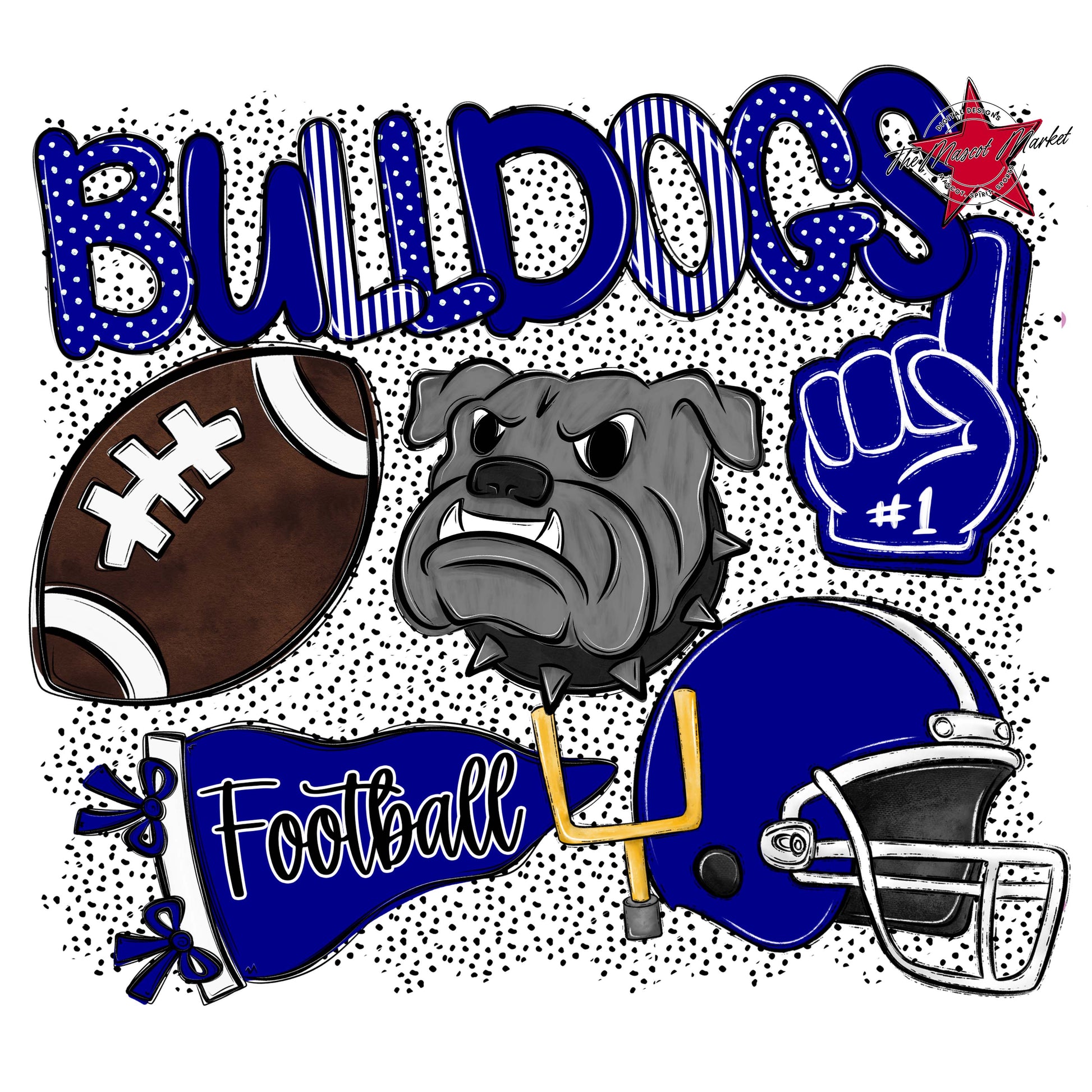 Bulldogs Football Spirit-Blue