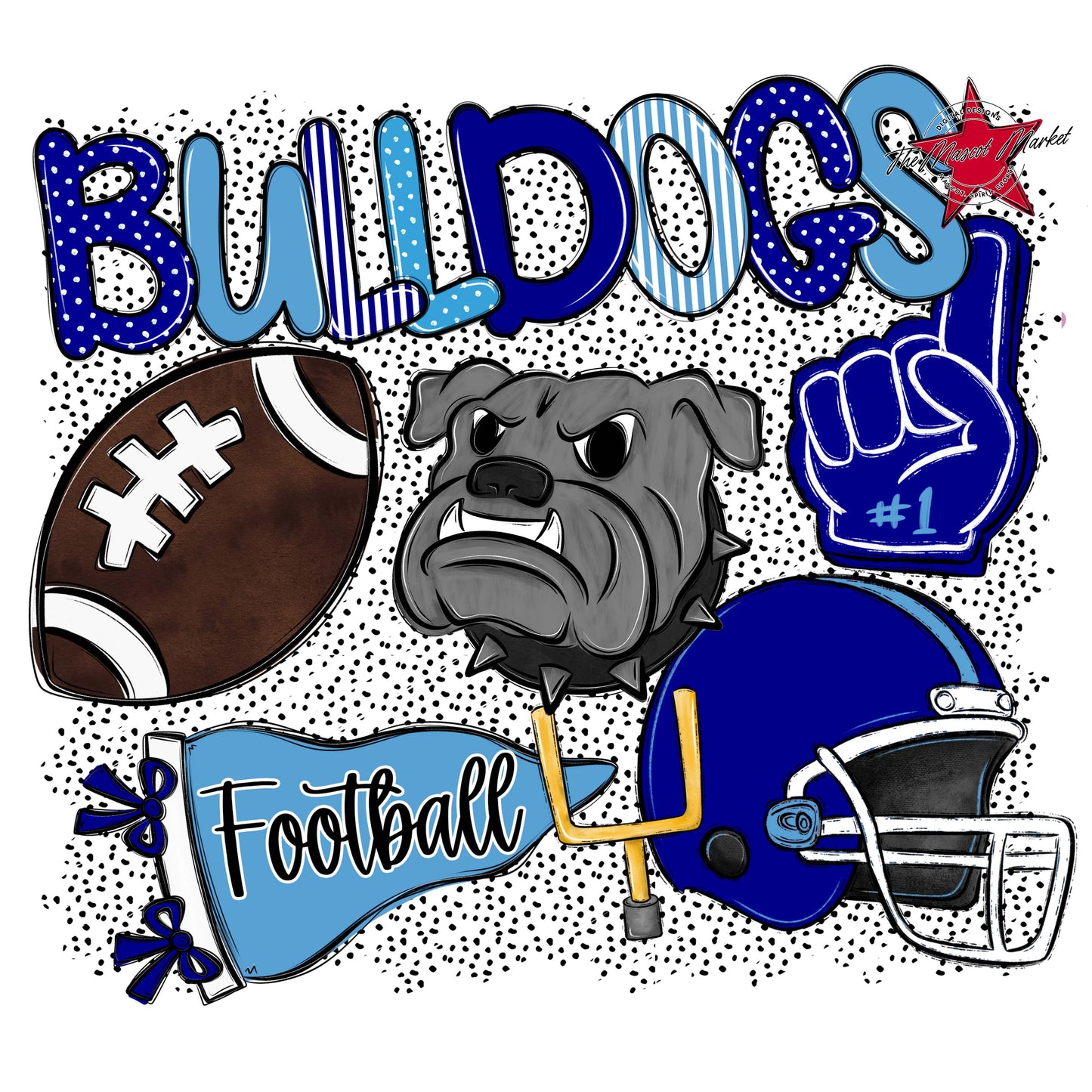 Bulldogs Football Spirit-Blue & Carolina Blue