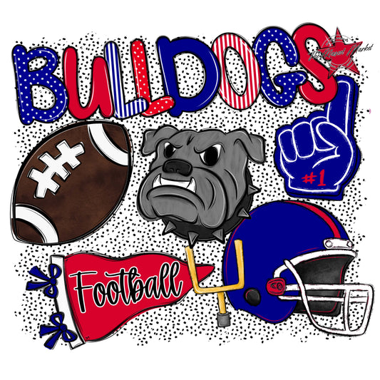 Bulldogs Football Spirit-Blue & Red