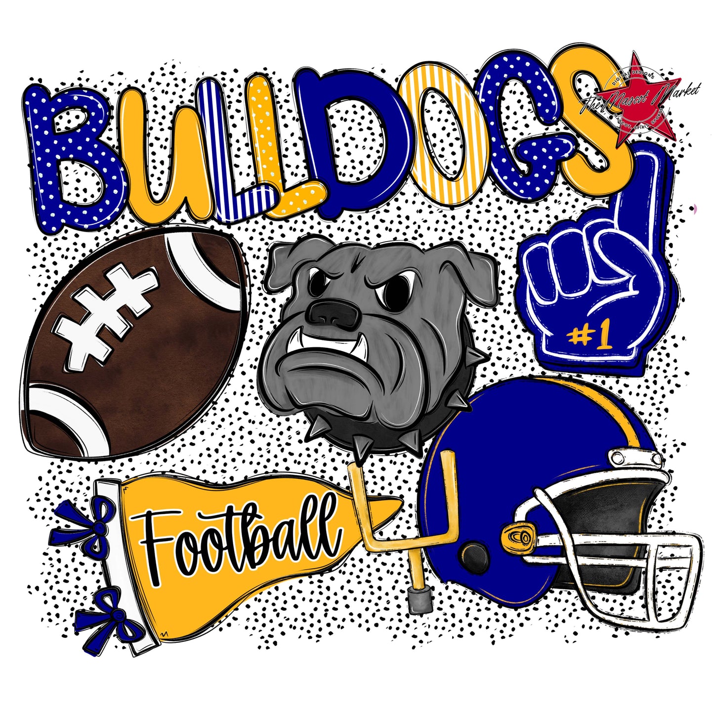 Bulldogs Football Spirit-Blue & Yellow