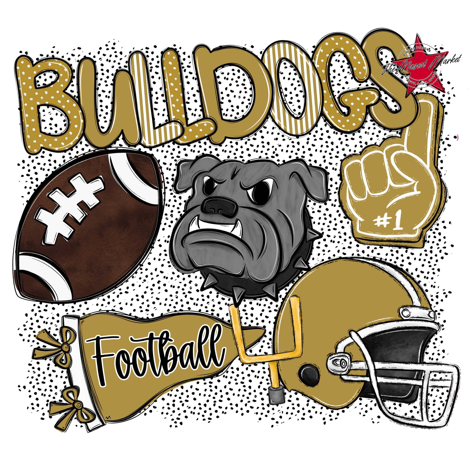 Bulldogs Football Spirit-Gold