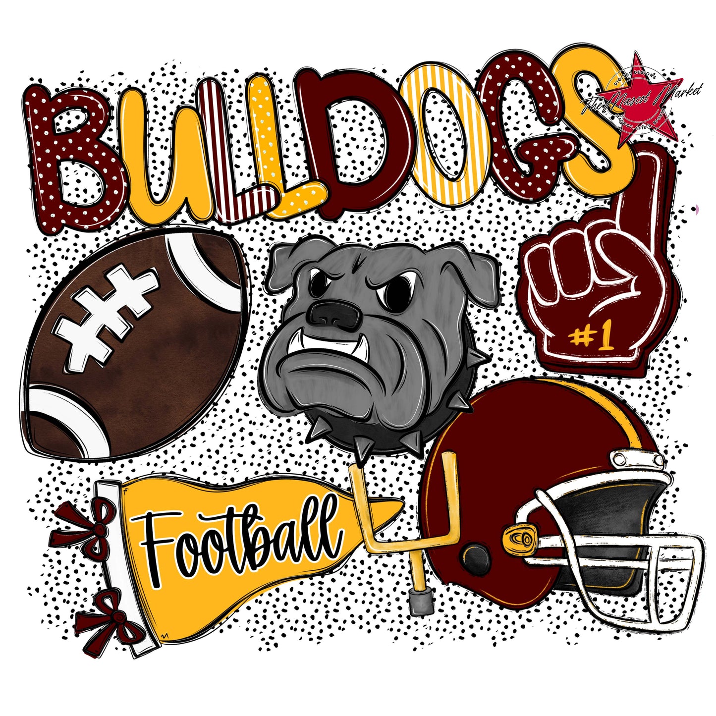 Bulldogs Football Spirit-Maroon & Yellow