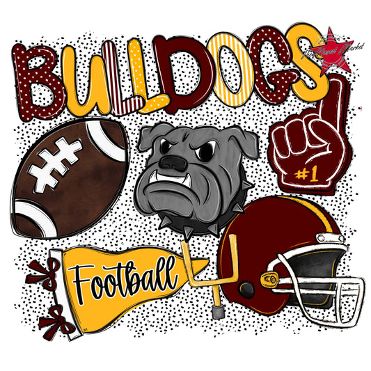 Bulldogs Football Spirit-Maroon & Yellow