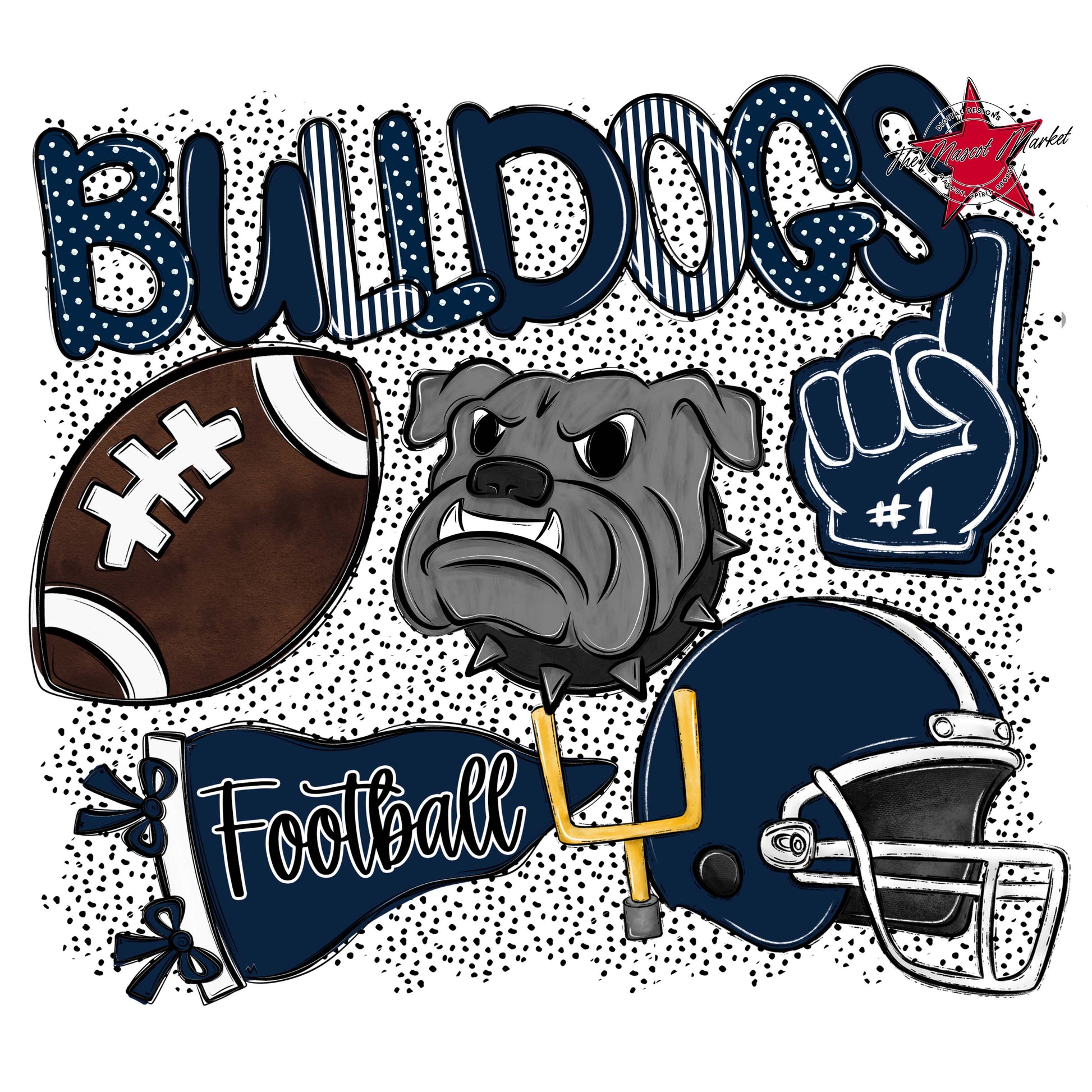 Bulldogs Football Spirit-Navy