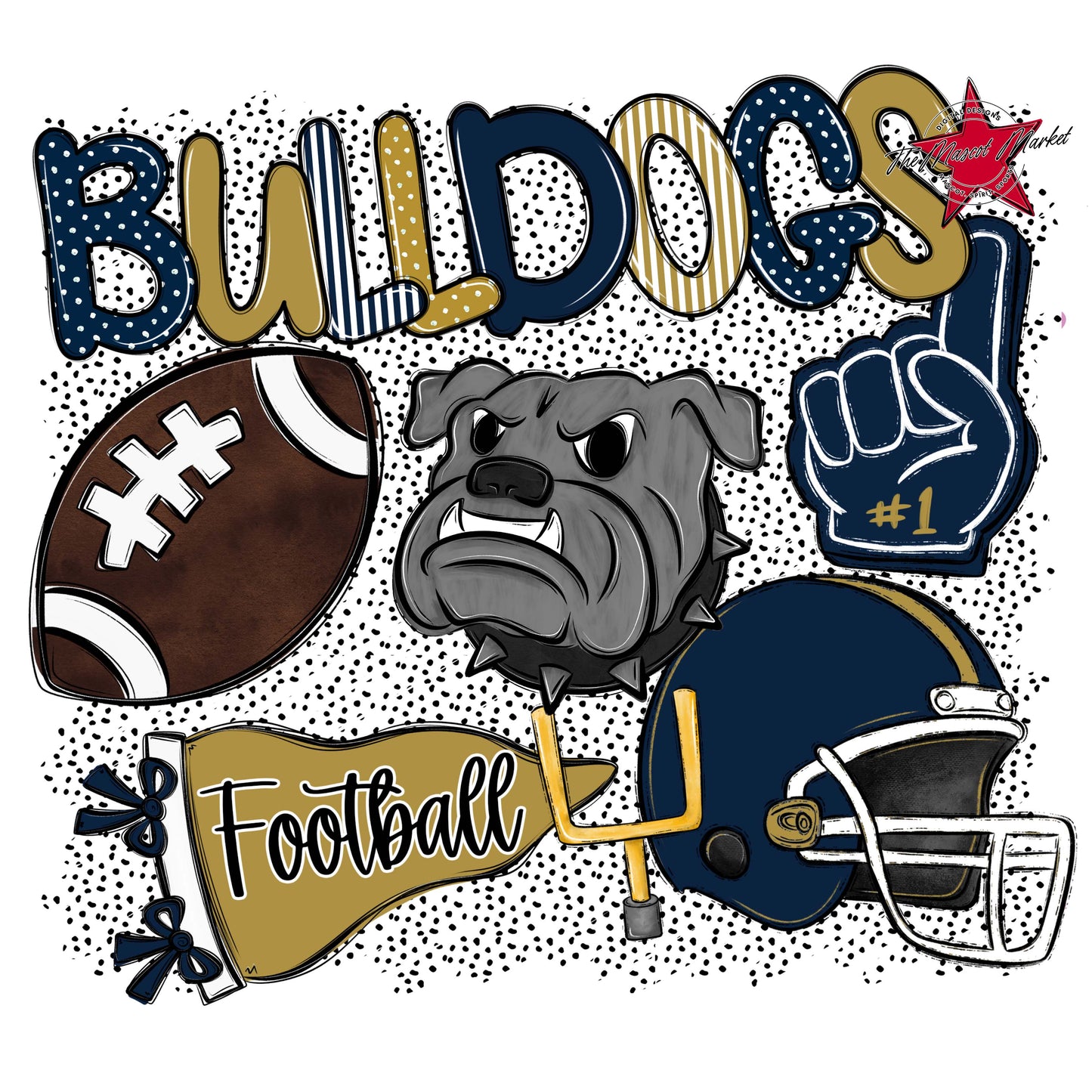 Bulldogs Football Spirit-Navy & Gold