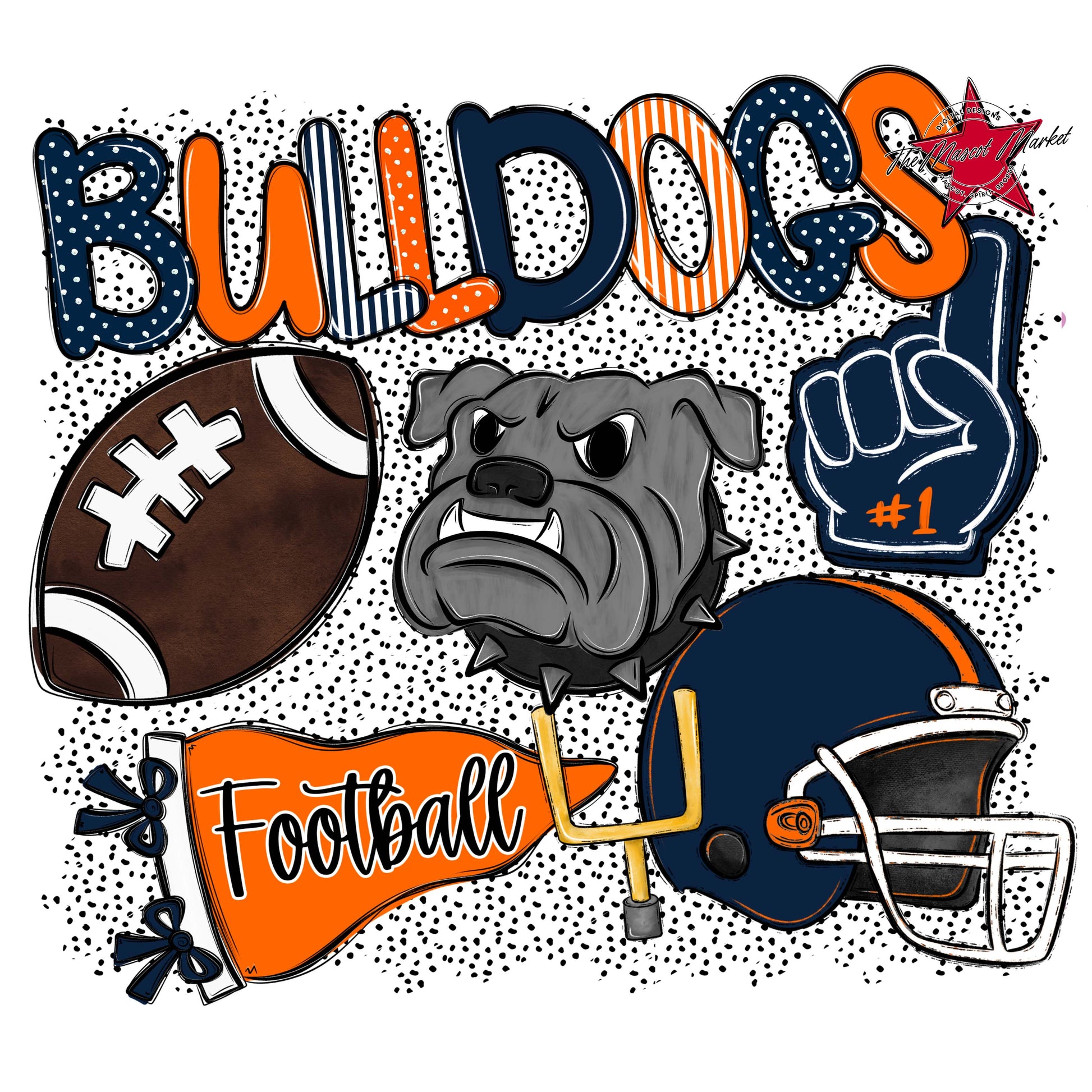 Bulldogs Football Spirit-Navy & Orange