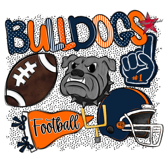 Bulldogs Football Spirit-Navy & Orange