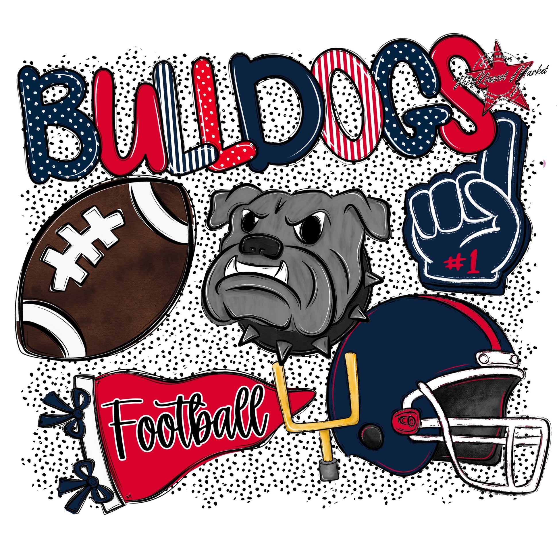 Bulldogs Football Spirit-Navy & Red