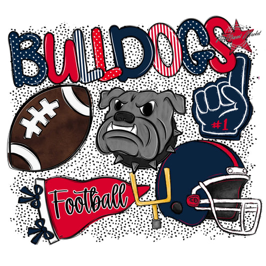 Bulldogs Football Spirit-Navy & Red