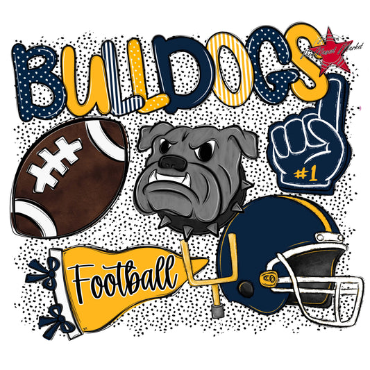 Bulldogs Football Spirit-Navy & Yellow