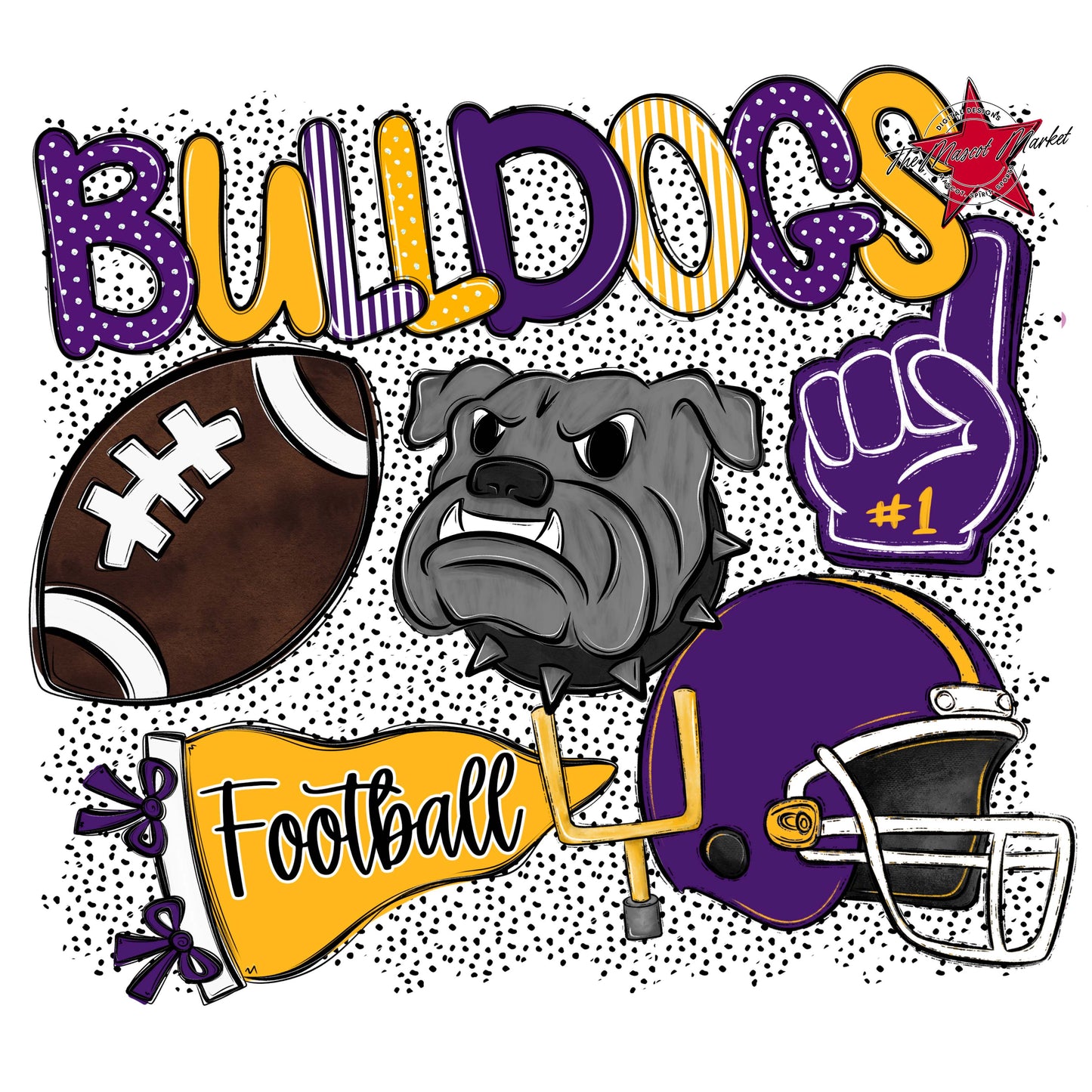Bulldogs Football Spirit-Purple & Yellow