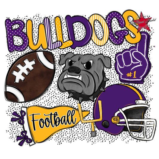 Bulldogs Football Spirit-Purple & Yellow