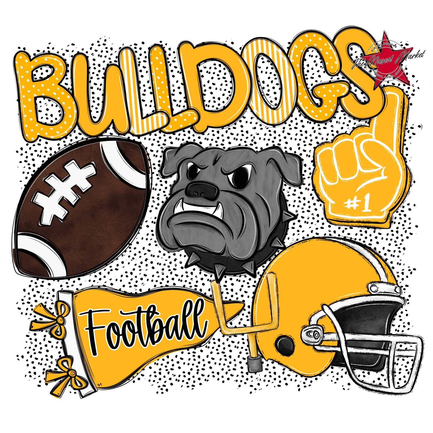 Bulldogs Football Spirit-Yellow