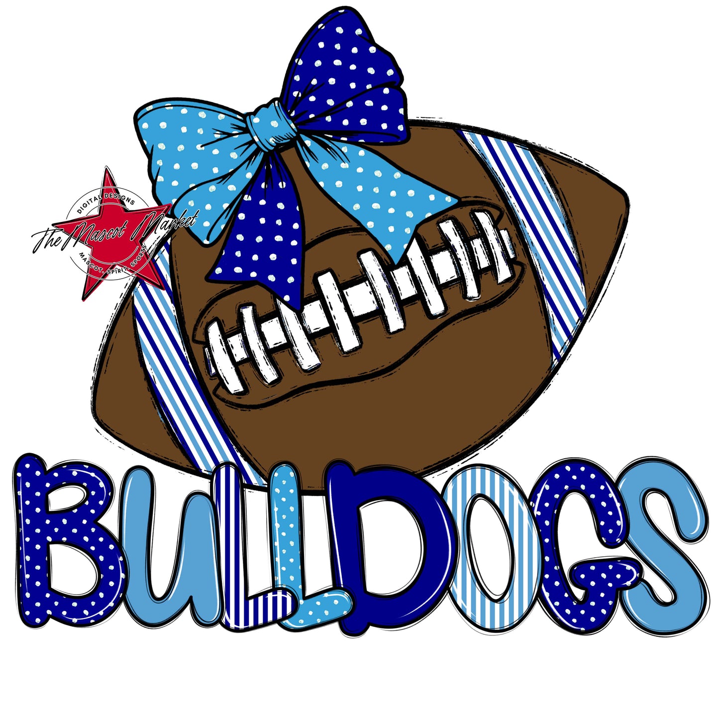 Bulldogs Football Spirit Design-Blue & Carolina Blue
