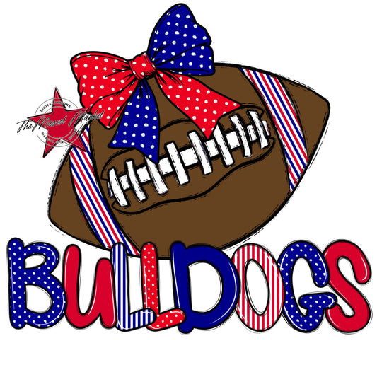Bulldogs Football Spirit Design-Blue & Red