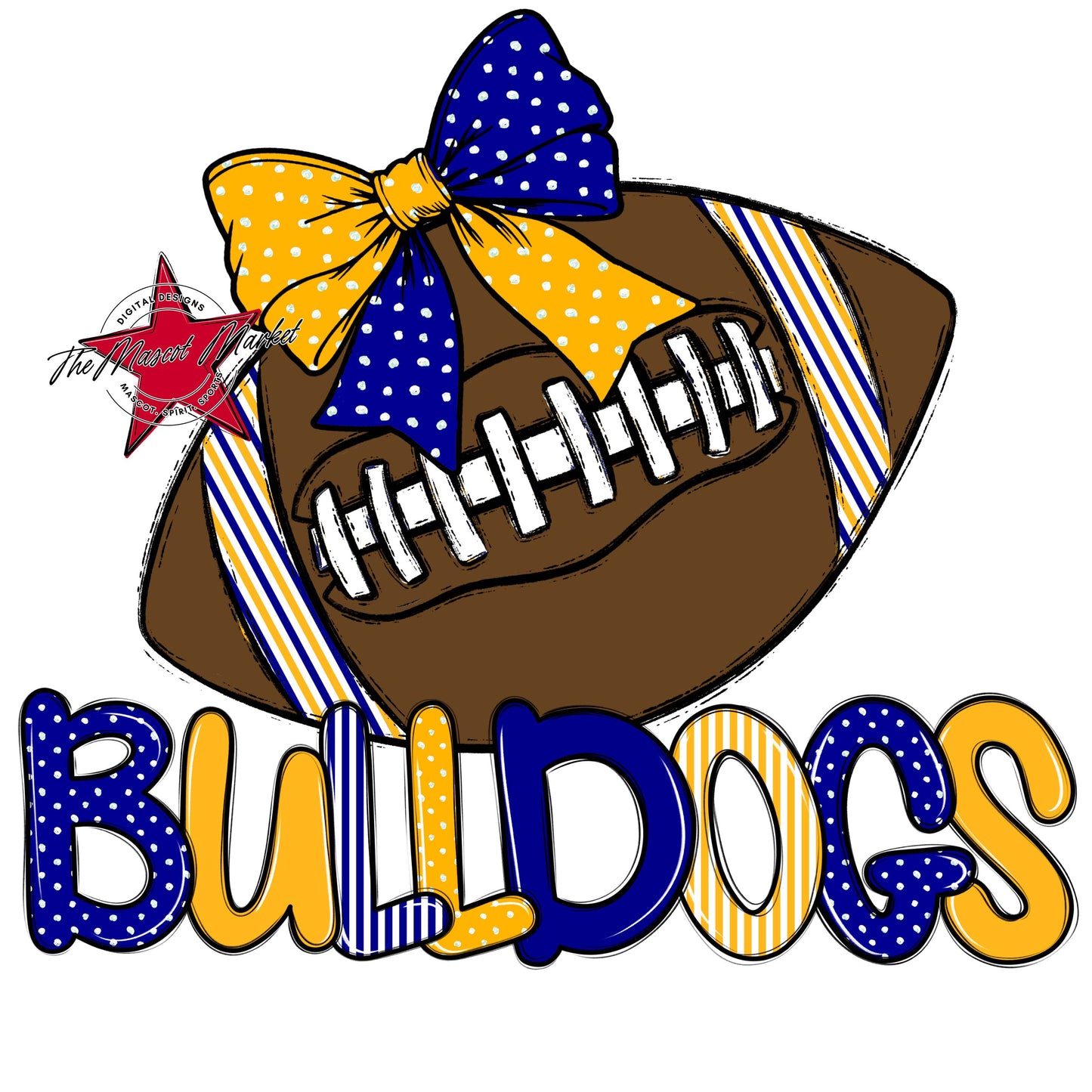 Bulldogs Football Spirit Design-Blue & Yellow
