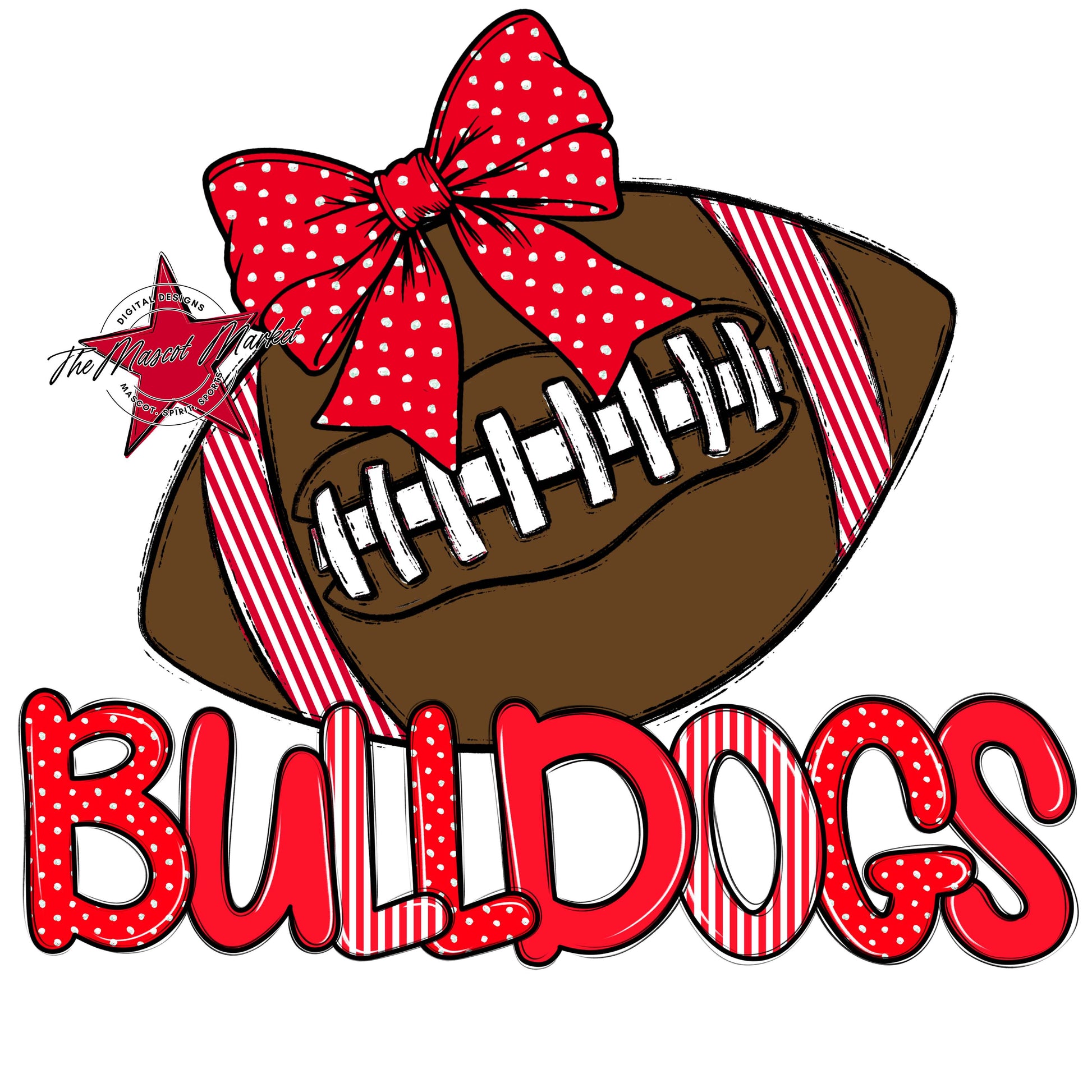 Bulldogs Football Spirit Design-Bright Red