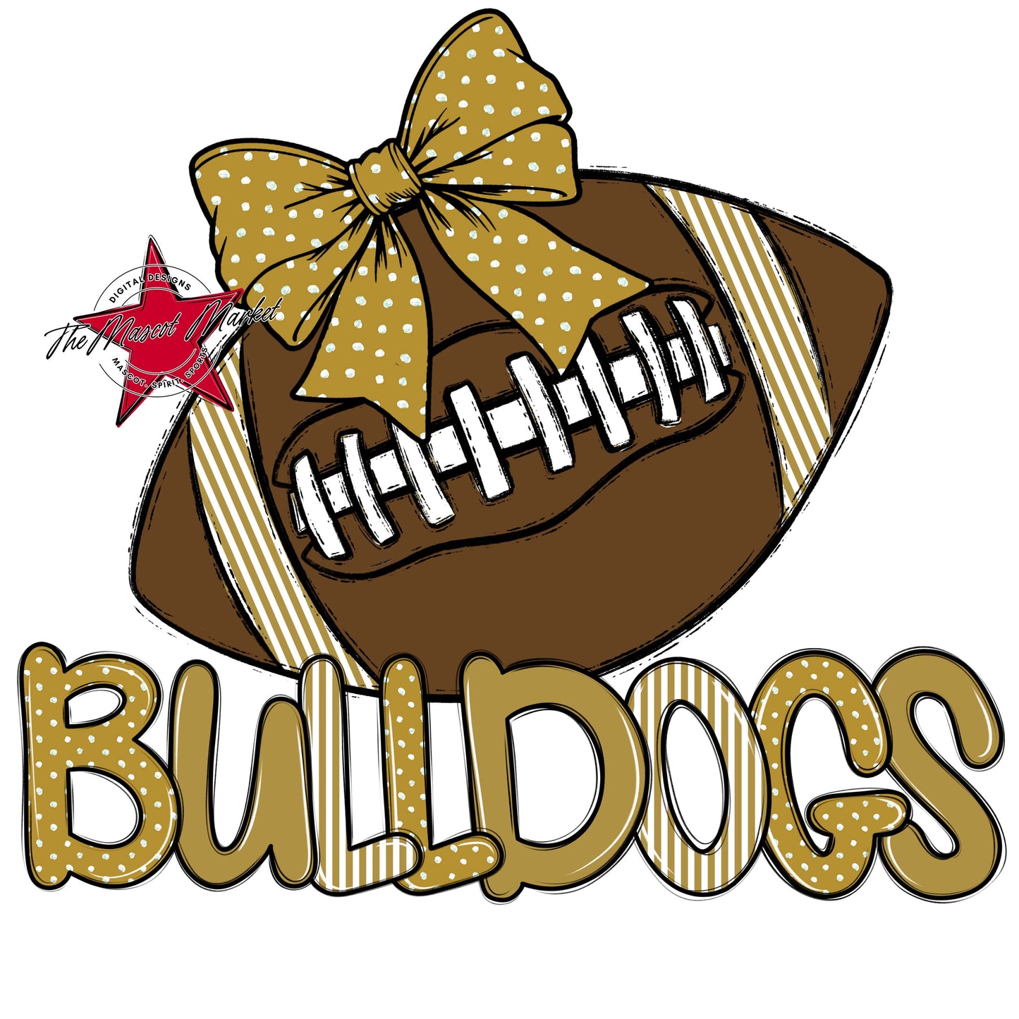 Bulldogs Football Spirit Design-Gold