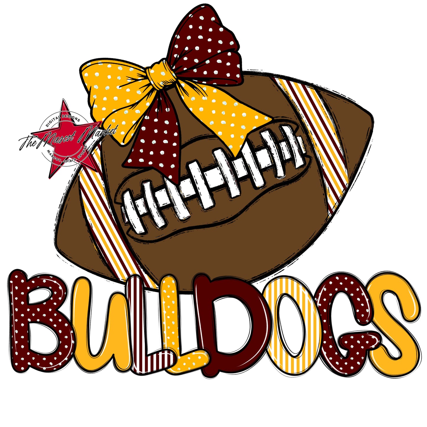 Bulldogs Football Spirit Design-Maroon & Yellow