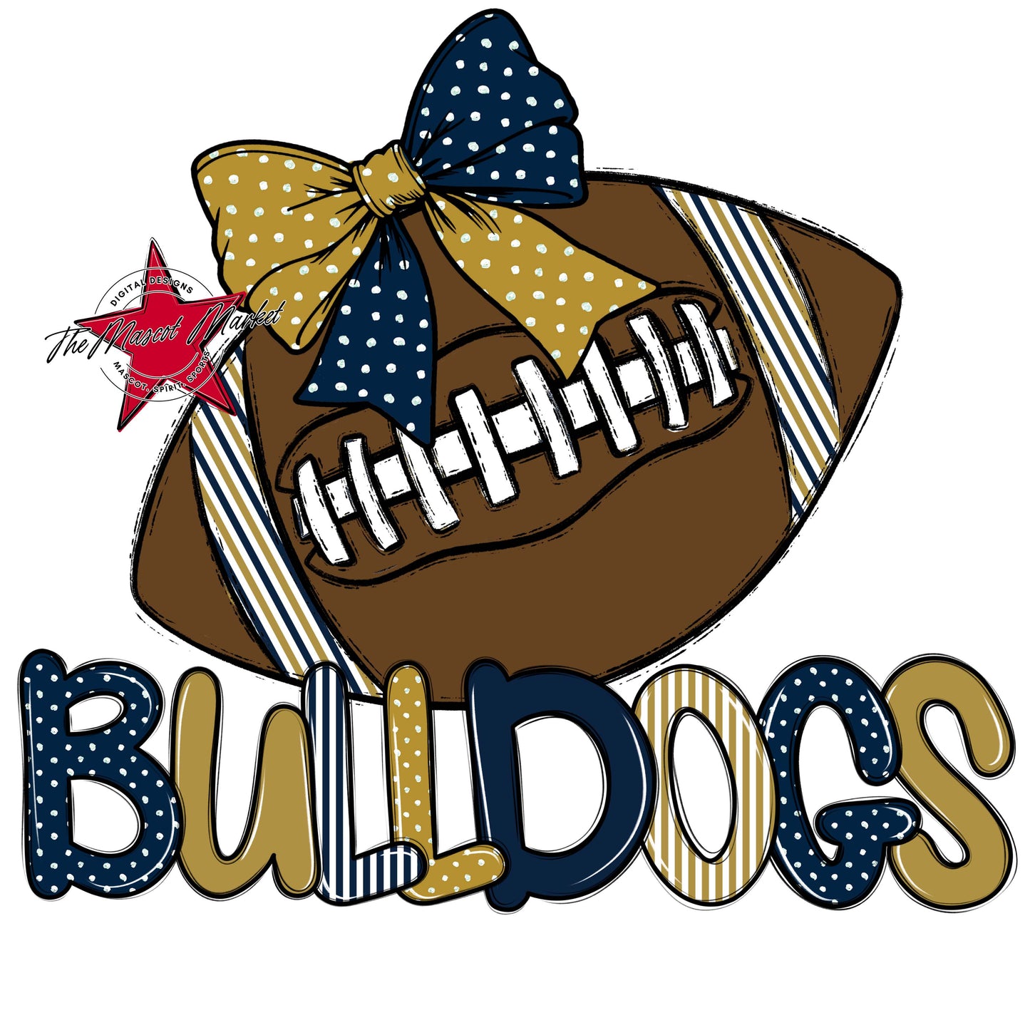 Bulldogs Football Spirit Design-Navy & Gold