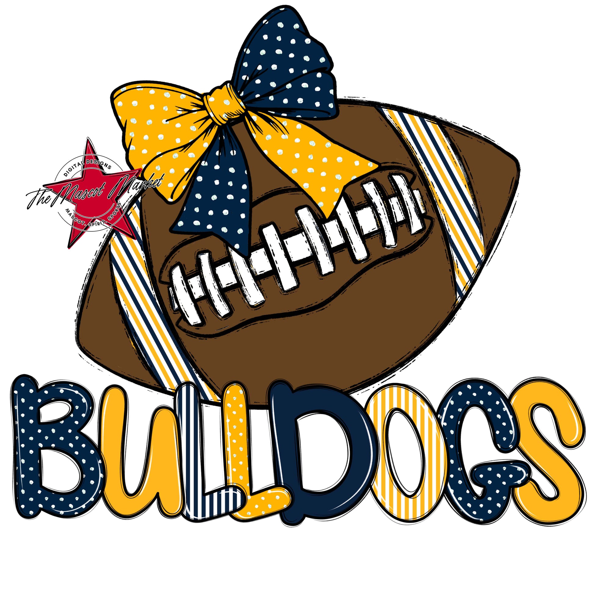 Bulldogs Football Spirit Design-Navy & Yellow