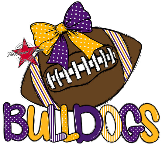 Bulldogs Football Spirit Design-Purple & Yellow