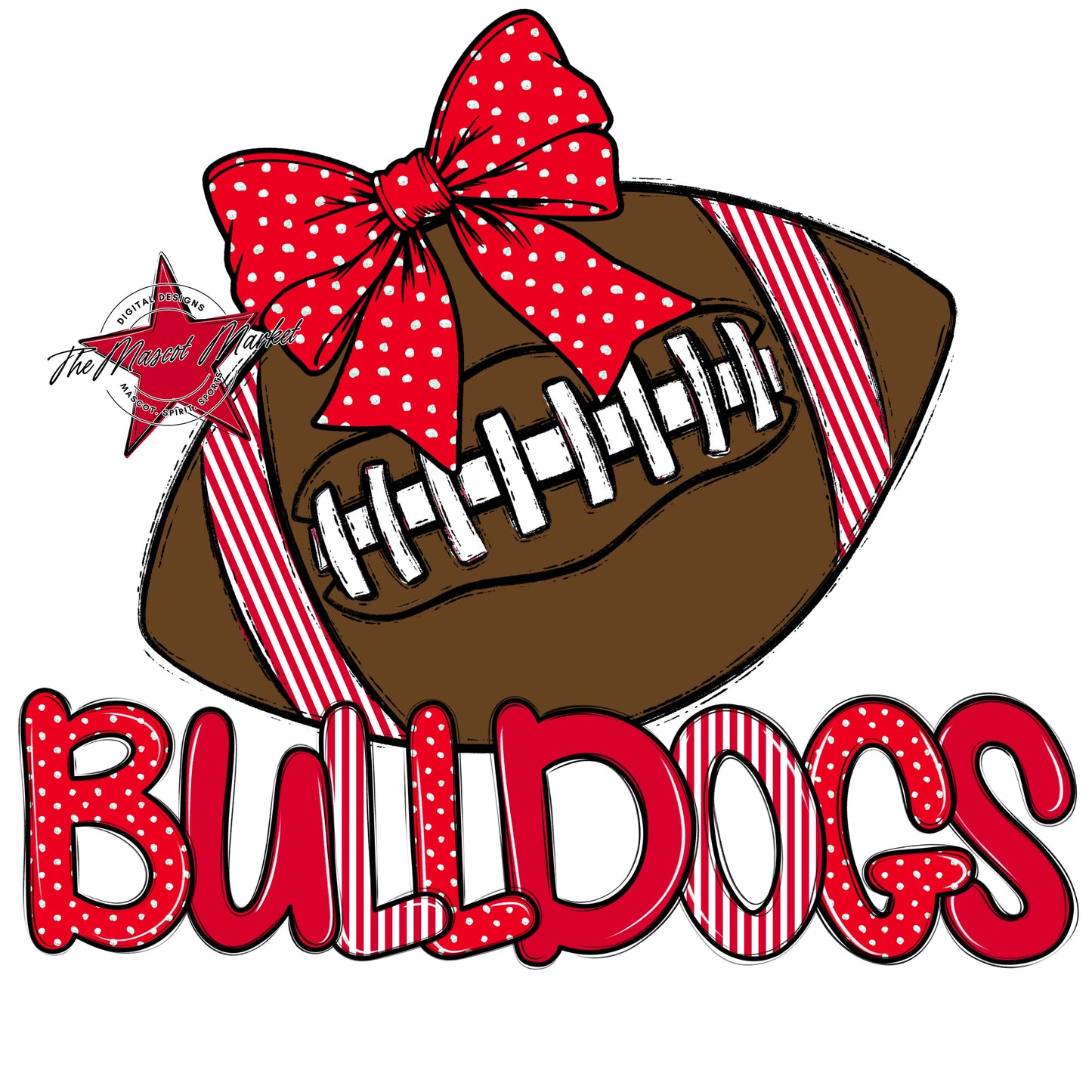 Bulldogs Football Spirit Design-Red