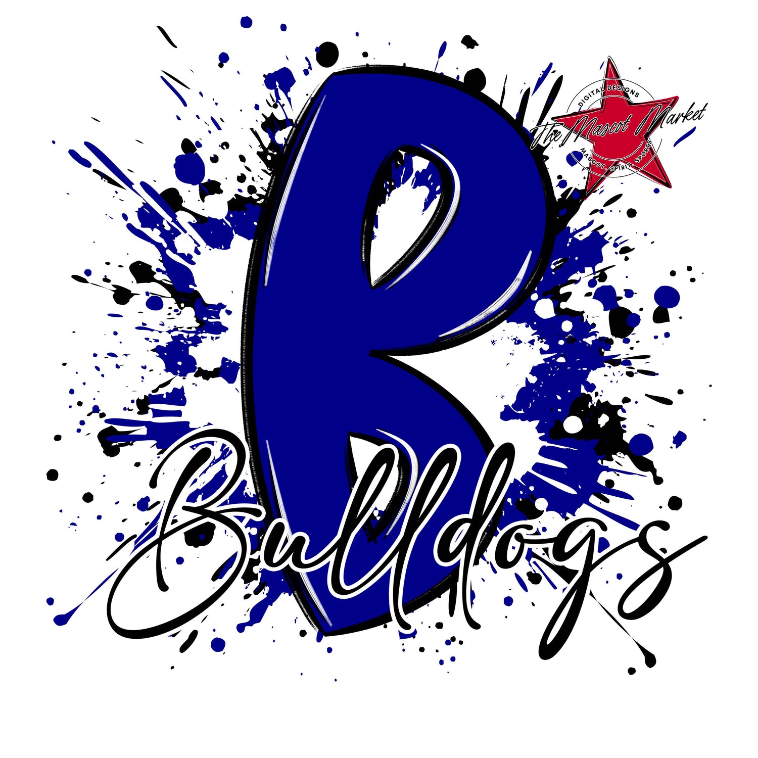 Bulldogs Mascot Splatter-Blue