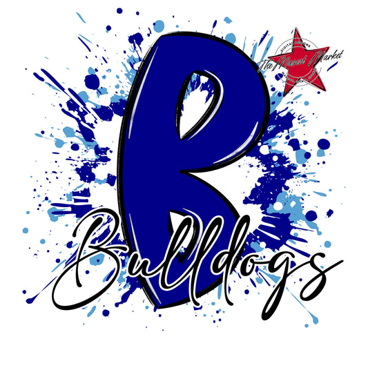 Bulldogs Mascot Splatter-Blue & Carolina Blue