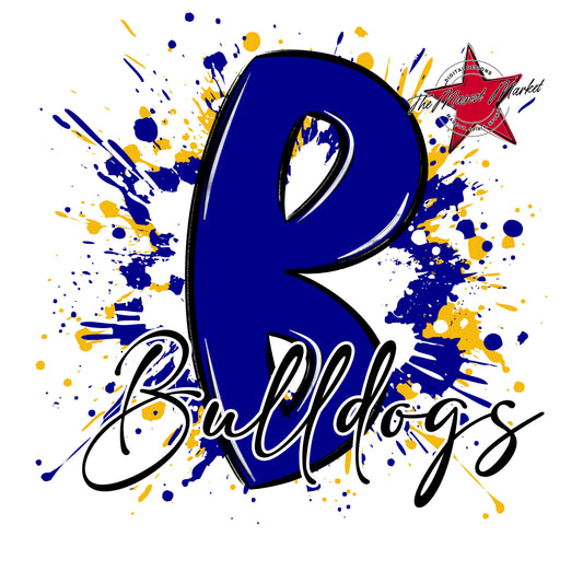 Bulldogs Mascot Splatter-Blue & Yellow