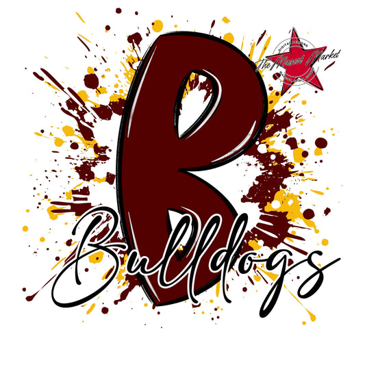 Bulldogs Mascot Splatter-Maroon & Yellow
