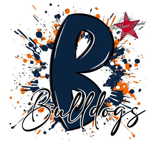 Bulldogs Mascot Splatter-Navy & Orange