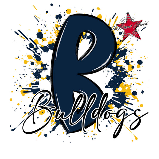 Bulldogs Mascot Splatter-Navy & Yellow