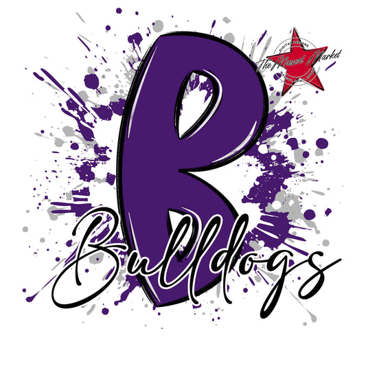 Bulldogs Mascot Splatter-Purple & Grey