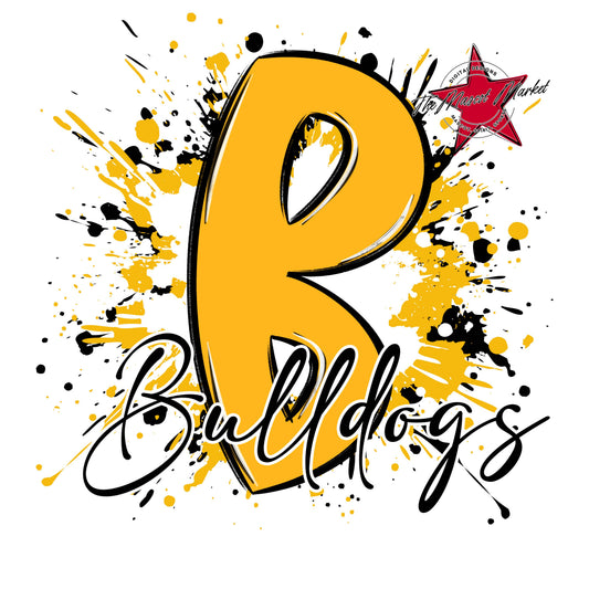 Bulldogs Mascot Splatter-Yellow