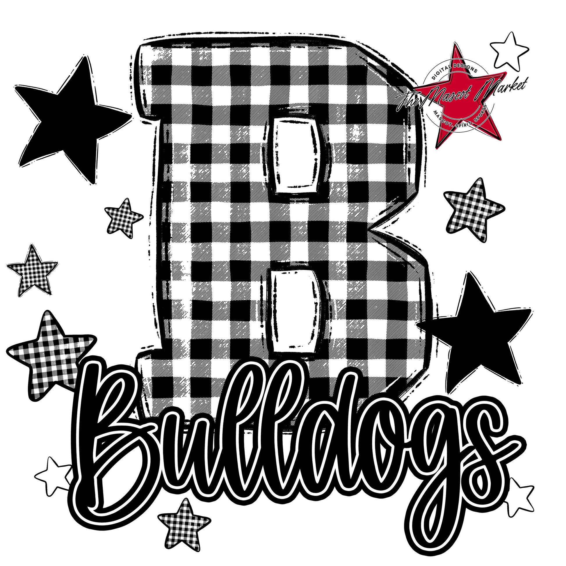 Bulldogs Plaid Star Design-Black