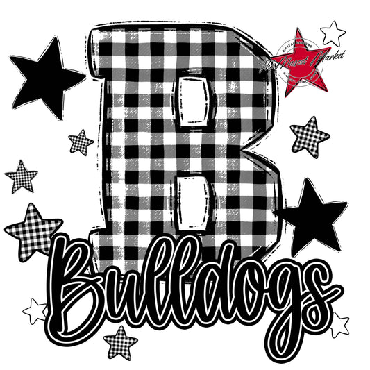 Bulldogs Plaid Star Design-Black