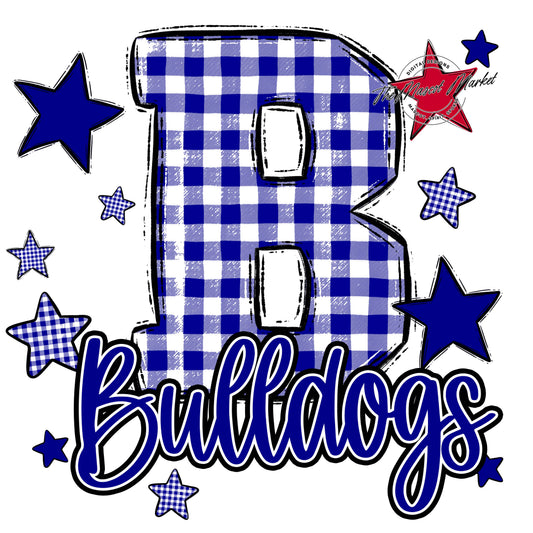 Bulldogs Plaid Star Design-Blue