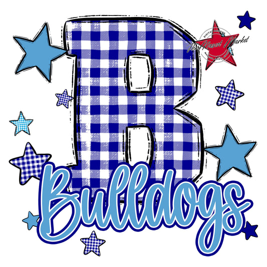 Bulldogs Plaid Star Design-Blue & Carolina Blue